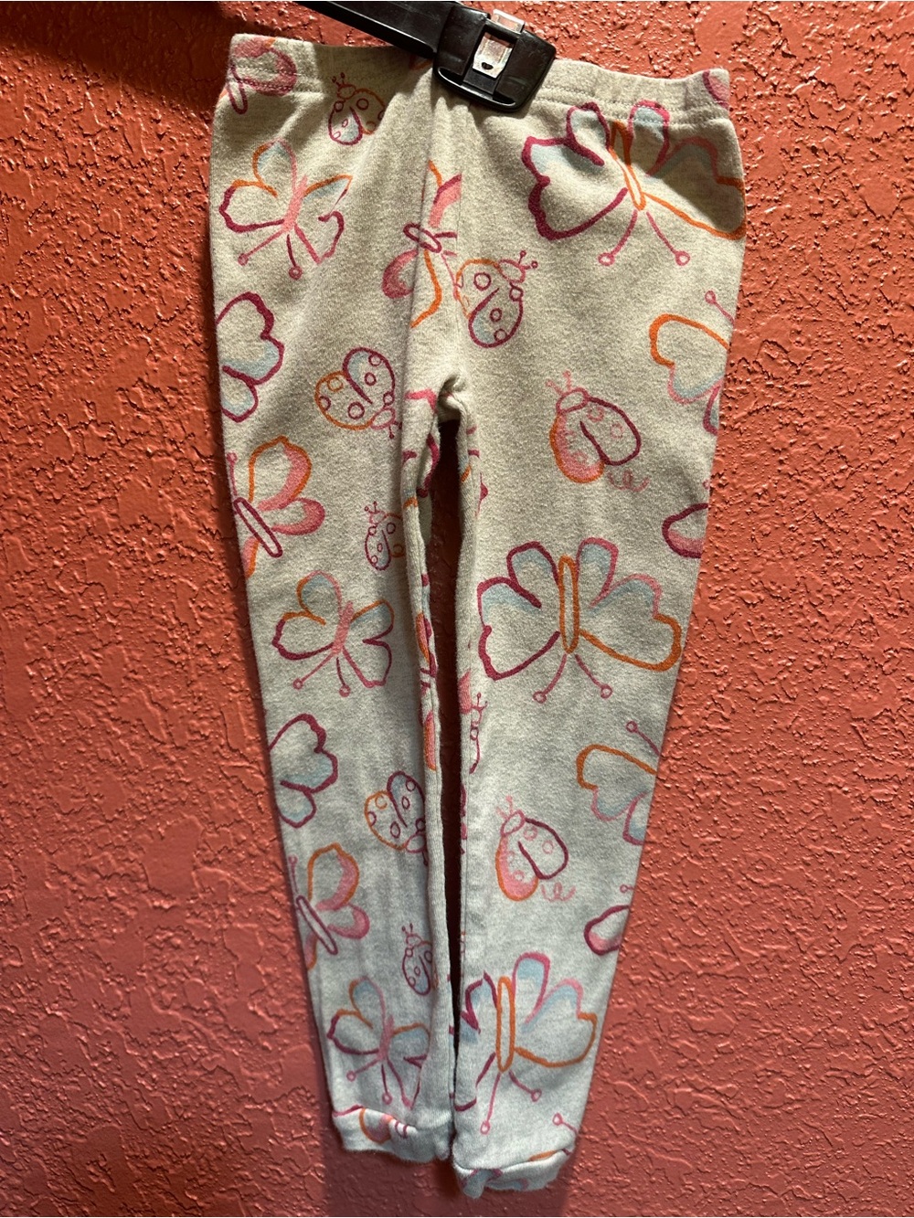 Carter's Fleece Leggings with Pink and Orange Butterfly & Ladybug Print